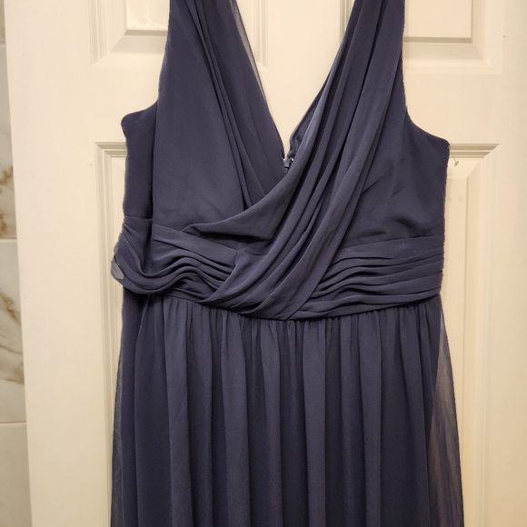 Dessy Collection Draped Chiffon Maxi Dress, Women's Size 20 midnight navy - Picture 4 of 11